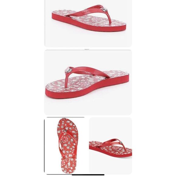 COACH Floral Red Flip Flops Size 8 - Picture 6 of 6